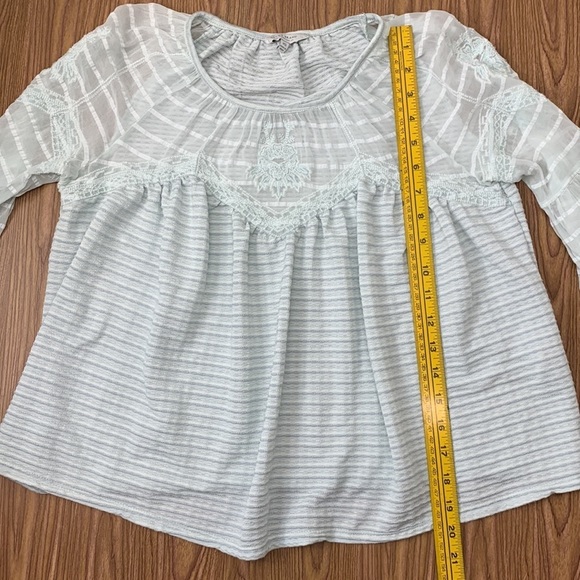 Lucky Brand babydoll baby blue embroidered boho top XS - Picture 5 of 10